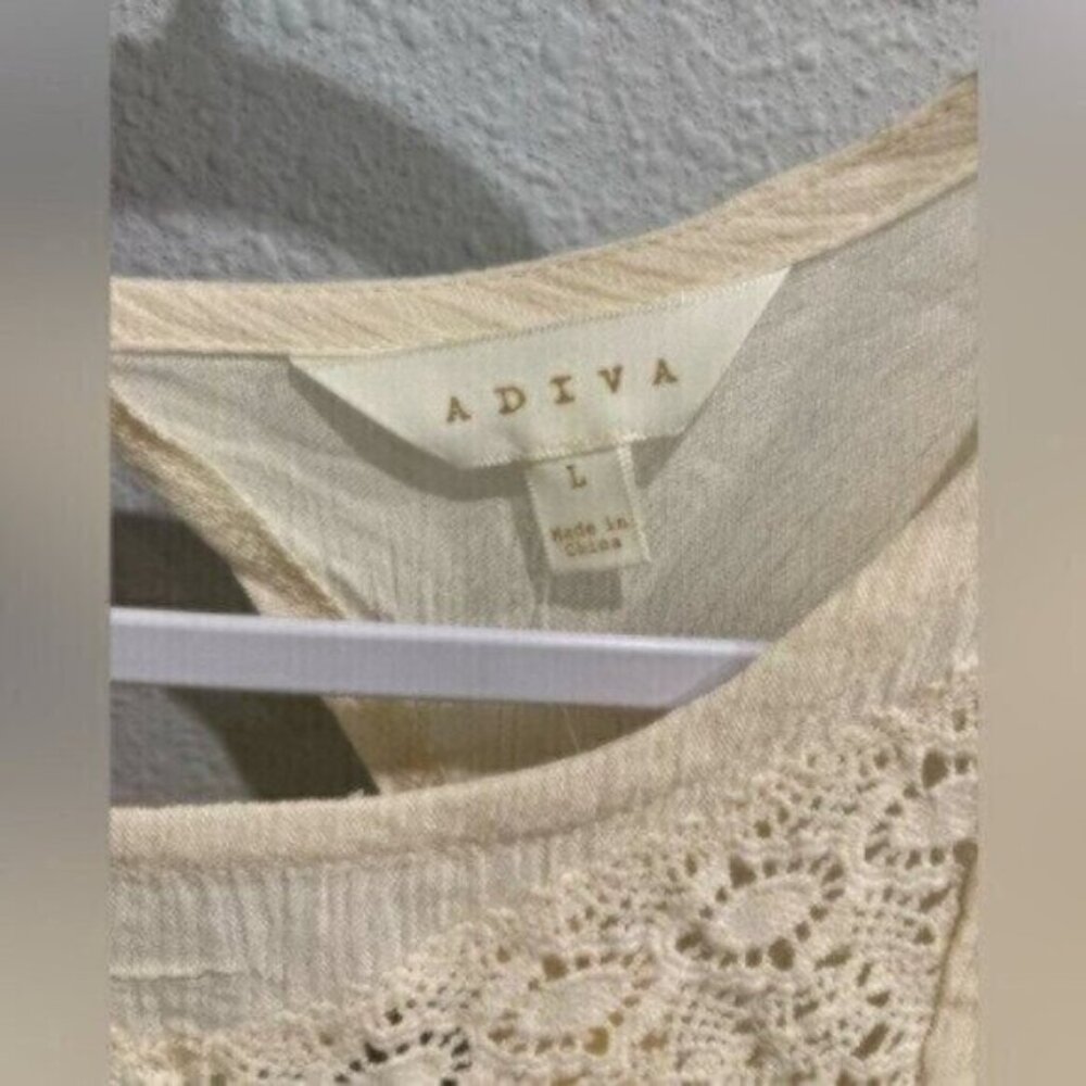 Adiva Cream Crochet Yoke Peasant Blouse - Picture 7 of 10
